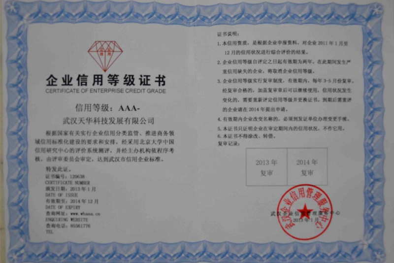 AAA 企业信用等级证书
